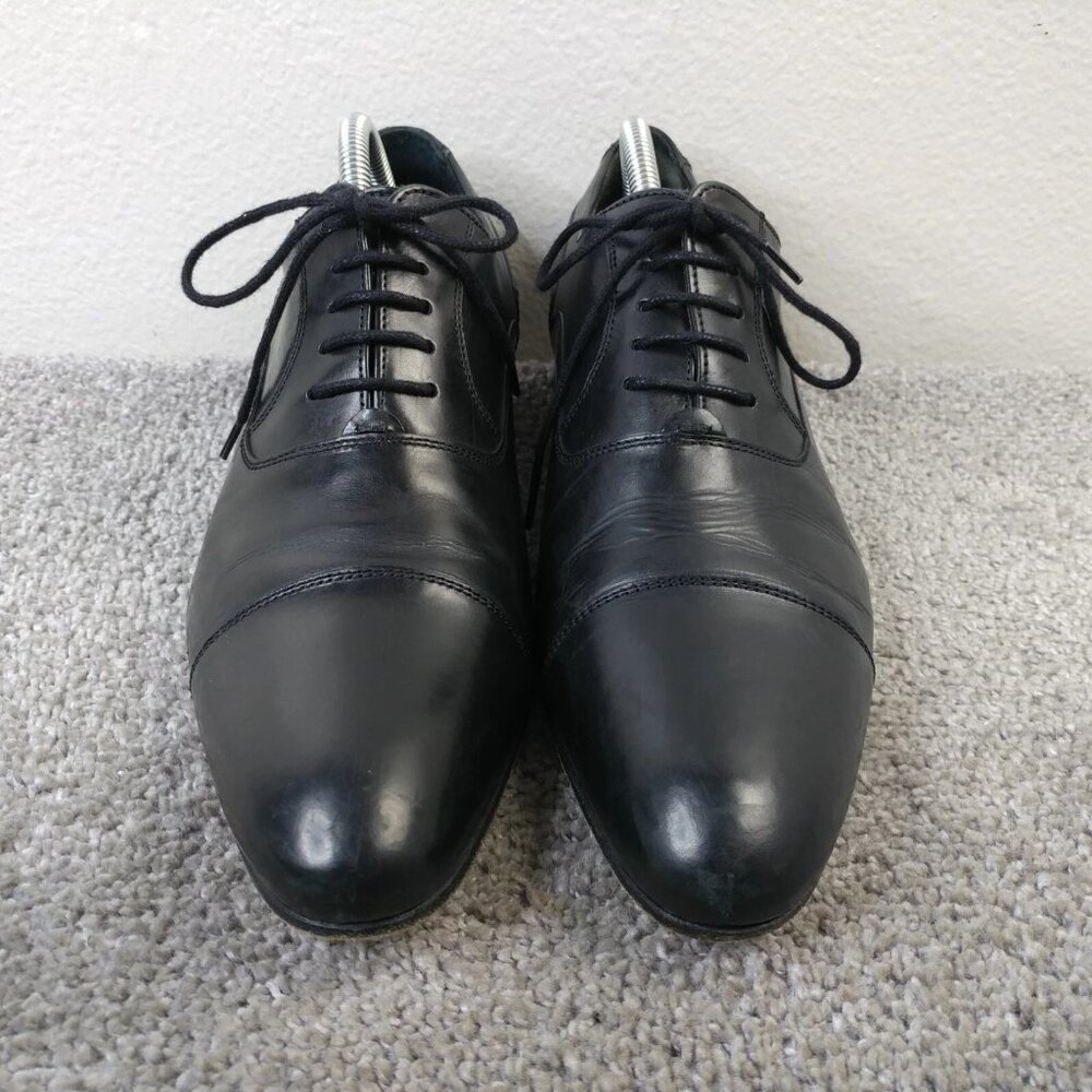 Russell & Bromley Mens UK 7 Shoes Cap Toe Oxford Lace Up Black Leather Hand Made - Picture 5 of 11